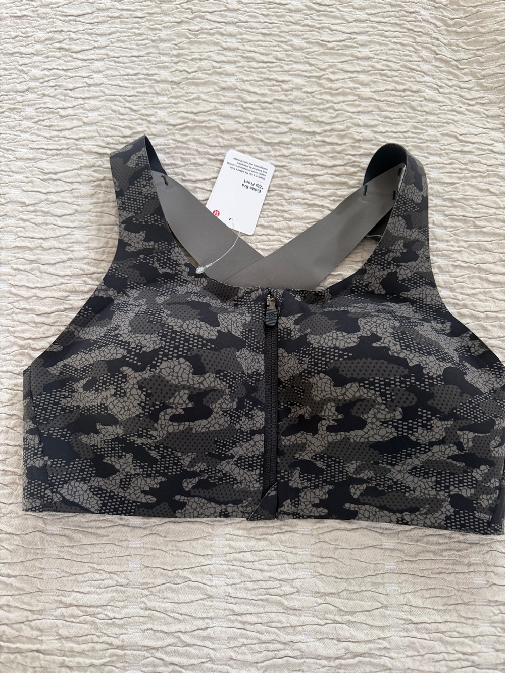 lululemon athletica Elite Bra Zip Front  Black & Gray Camo Front-Zip Sports Bra